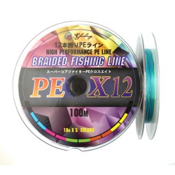 Плетеный шнур JpFishing PE X12 №1.0 (0.16мм, 100м, 6,8кг, 10м х 5 colors)