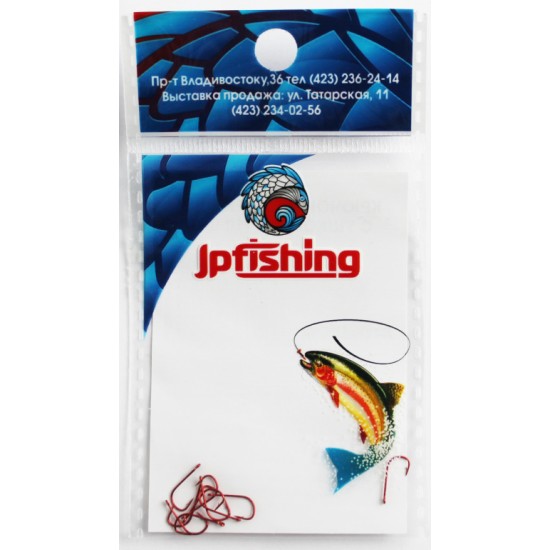 Купить Крючок JpFishing №4 (10 шт, ушко, red) в магазине Примспиннинг