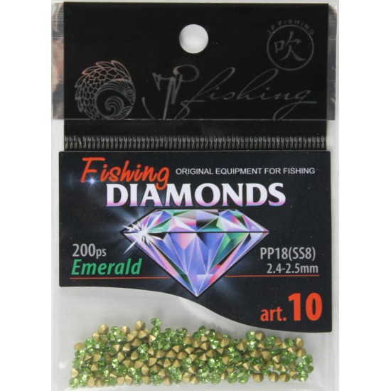 Купить Стразы Fishing Diamonds (Emerald, Pp18/SS8, 2.4-2.5 mm, 200 шт) в магазине Примспиннинг