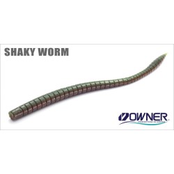 Силиконовый червь Owner Shaky Worm SW-160 6'5 (16см, 7шт, col.01 Green Pumpkin w/Black Flake)