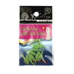 Кембрик для монтажа снастей, самодуров Silicone Soft Fish Head (20мм, 10шт, Green Glow UV)