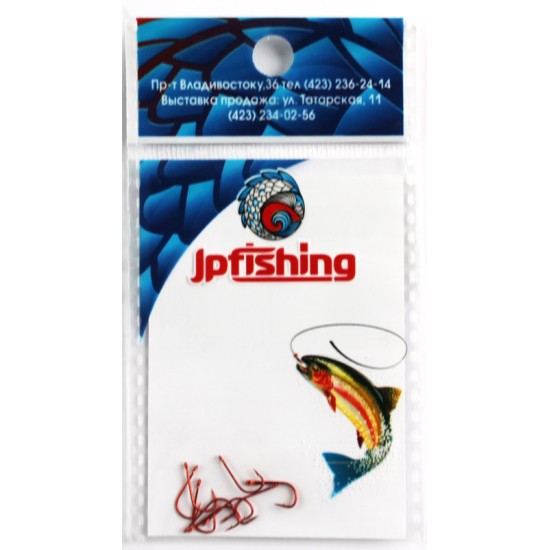 Купить Крючок JpFishing №5 (10 шт, ушко, red) в магазине Примспиннинг