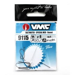 Крючки VMC 9115BN Saltwater Special Mer №8 (8шт, ушко, чёрные)